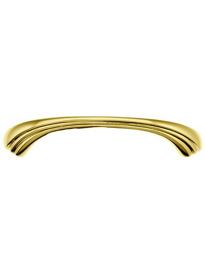 Extra Large Art Deco Pull - 4 1/2 inch Center to Center in Unlacquered Brass.